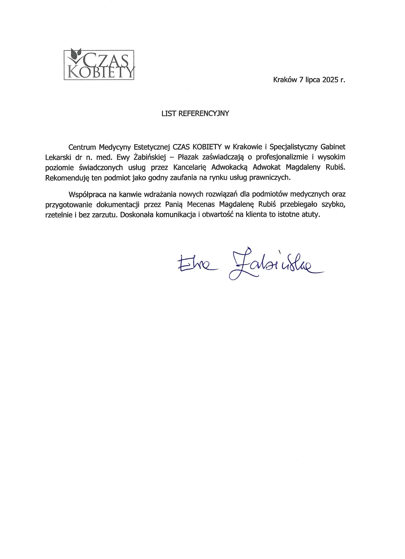 Gabinet lekarski Czas Kobiety — referencja
