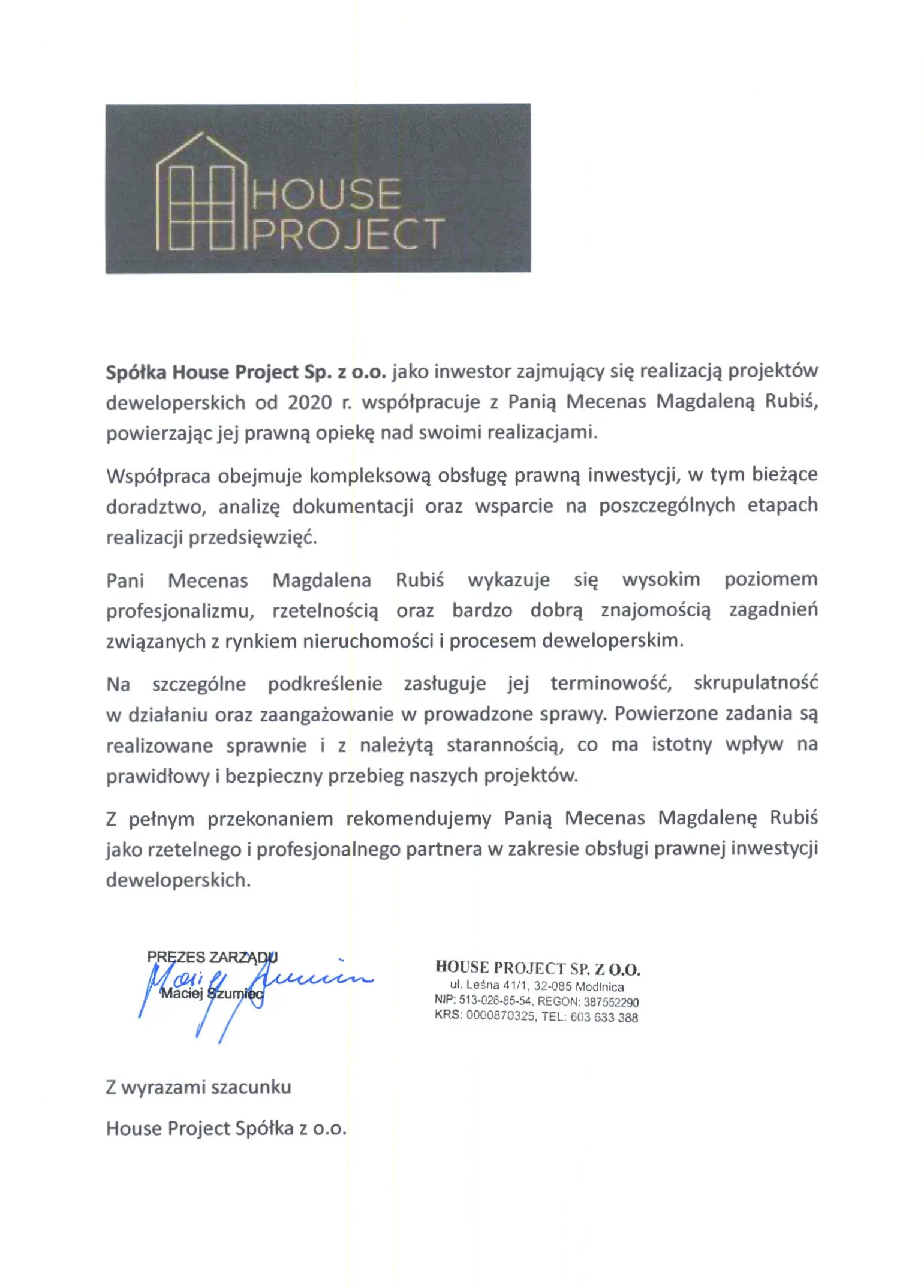 House Projekt Sp. z o.o. — referencja